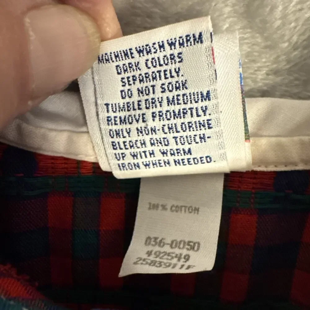 1990's Vtg OshKosh B'gosh 90s Baby Apple Plaid Peter Pan Collar Bubble 12M USA